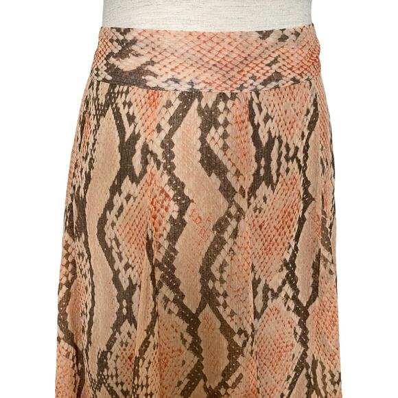 Attention Reptile Print Pleated A Line Swing Skirt Size Medium Flowy Pastel - Picture 5 of 9